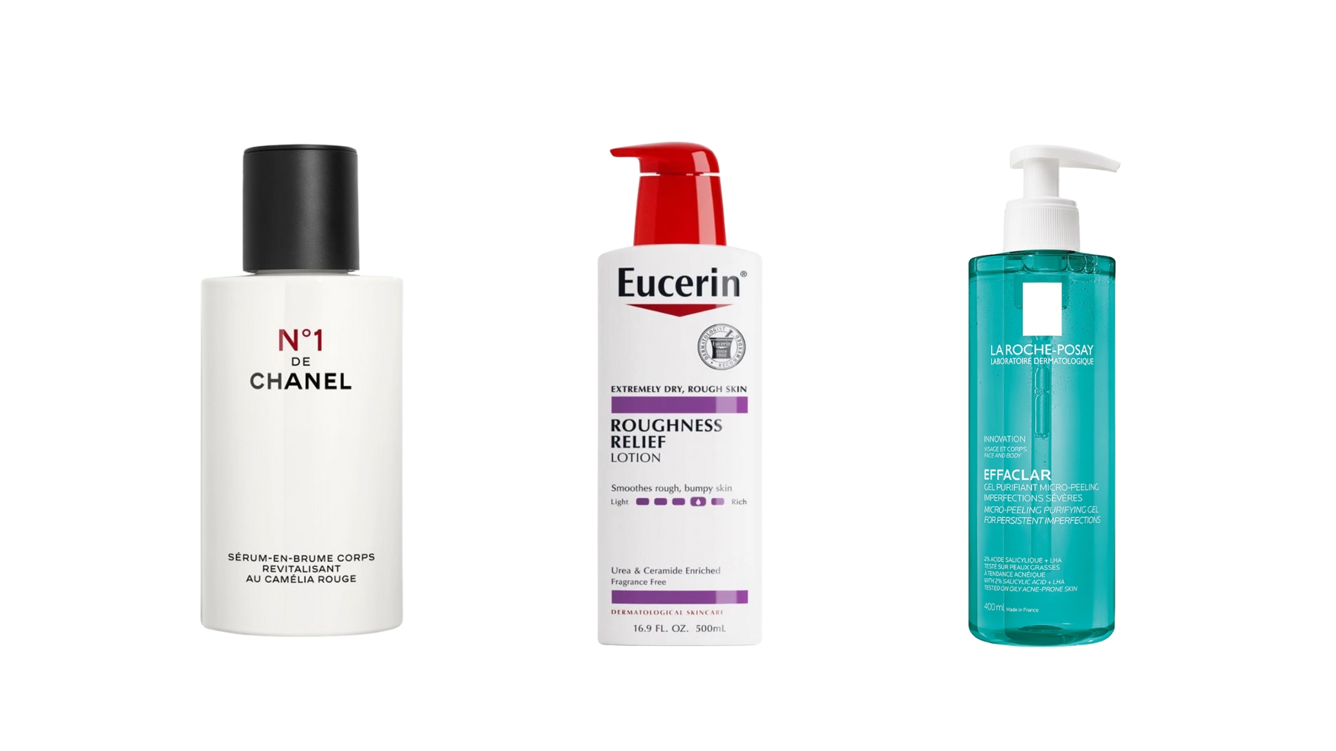 kem dưỡng thể của Eucerin, La Roche-Posay và Chanel