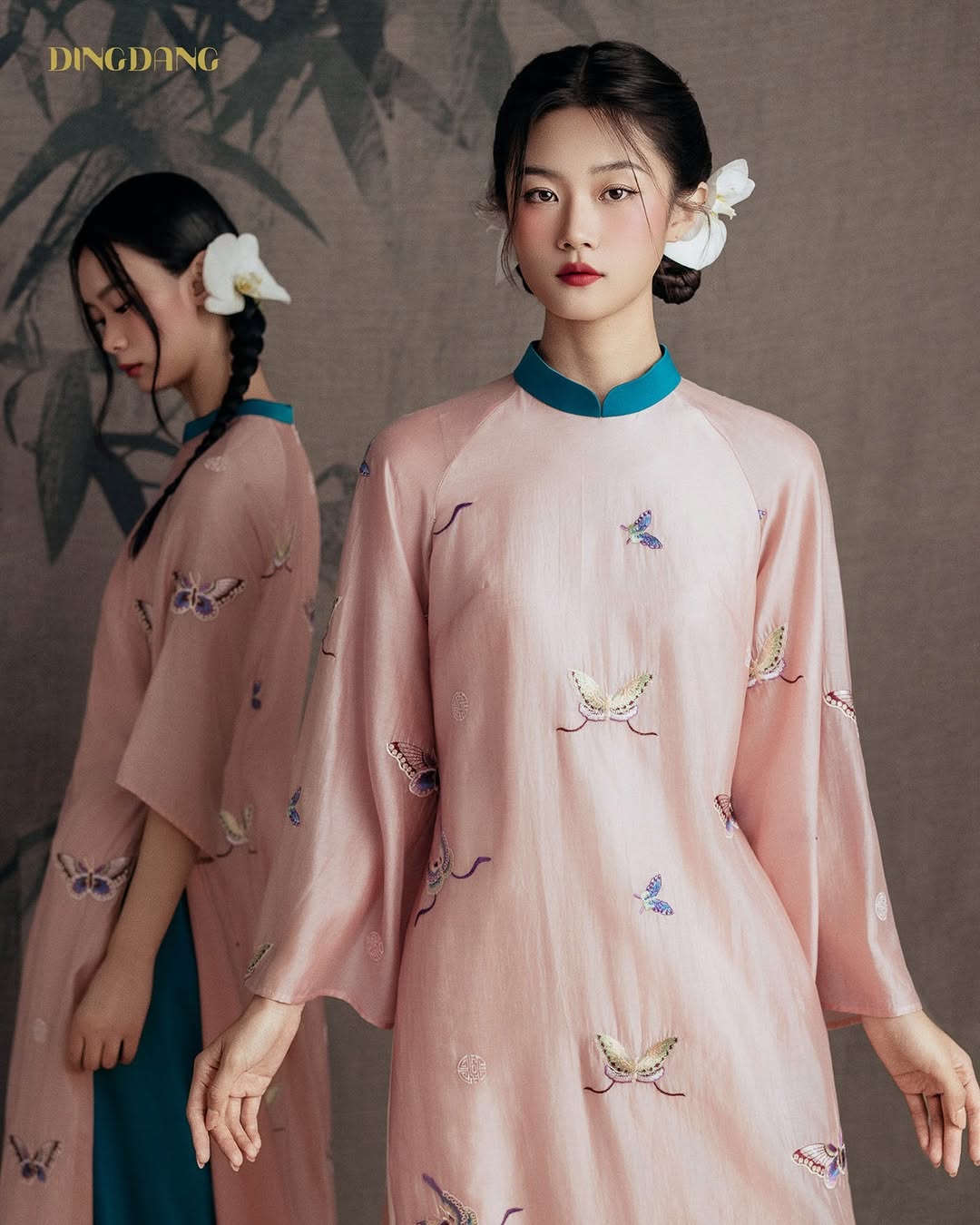áo dài màu hồng đinh đang 