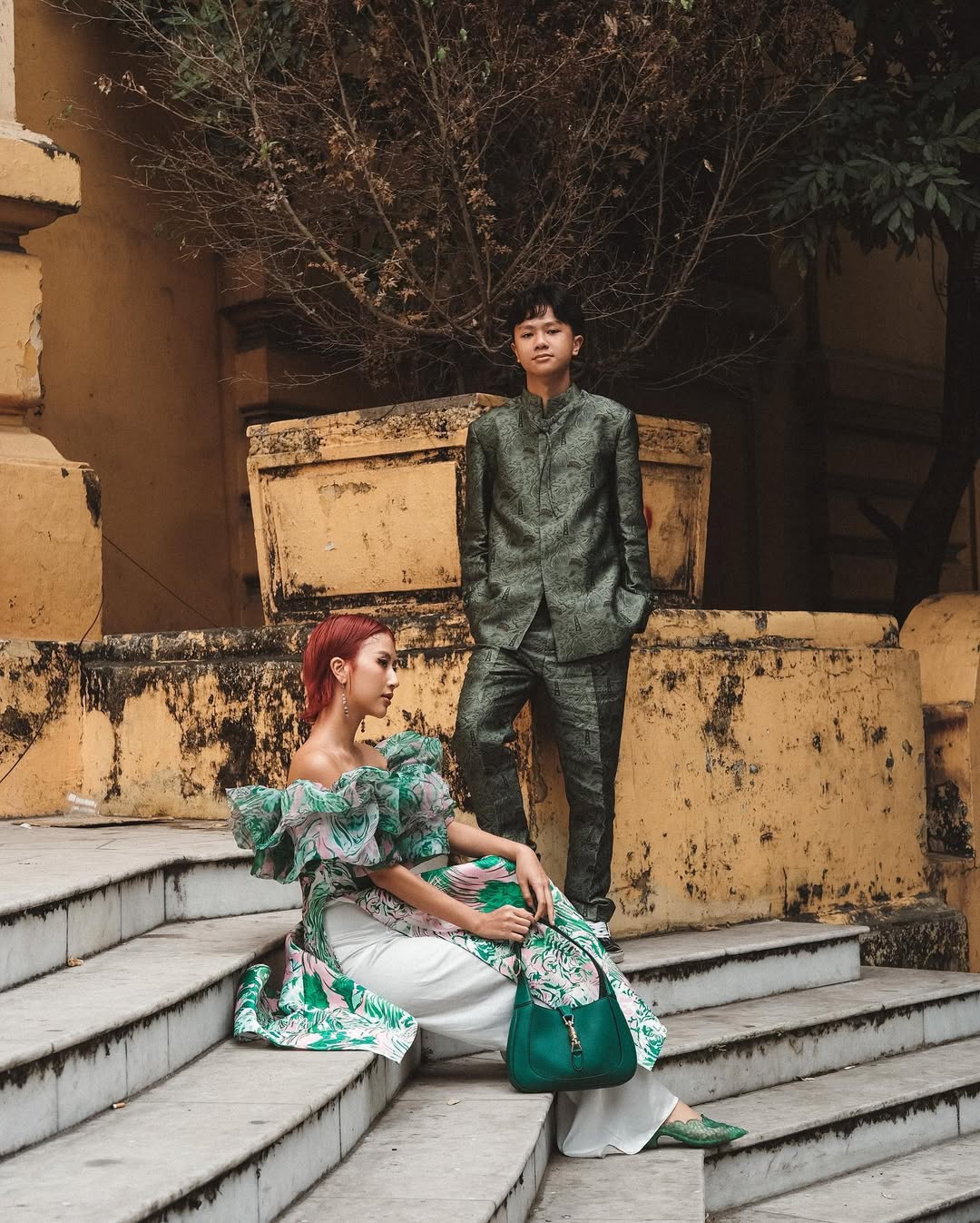 trang phục Tết Quý Mão gia đình quỳnh anh shyn