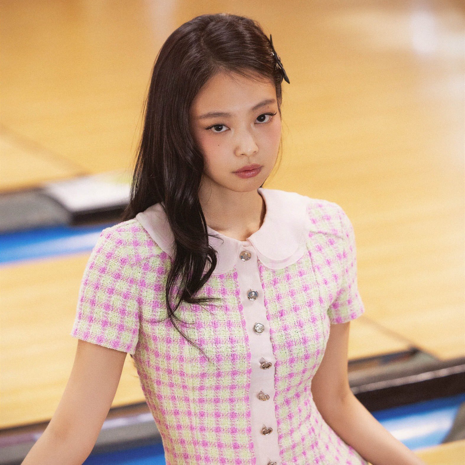 áo len hoạ tiết caro hồng jennie