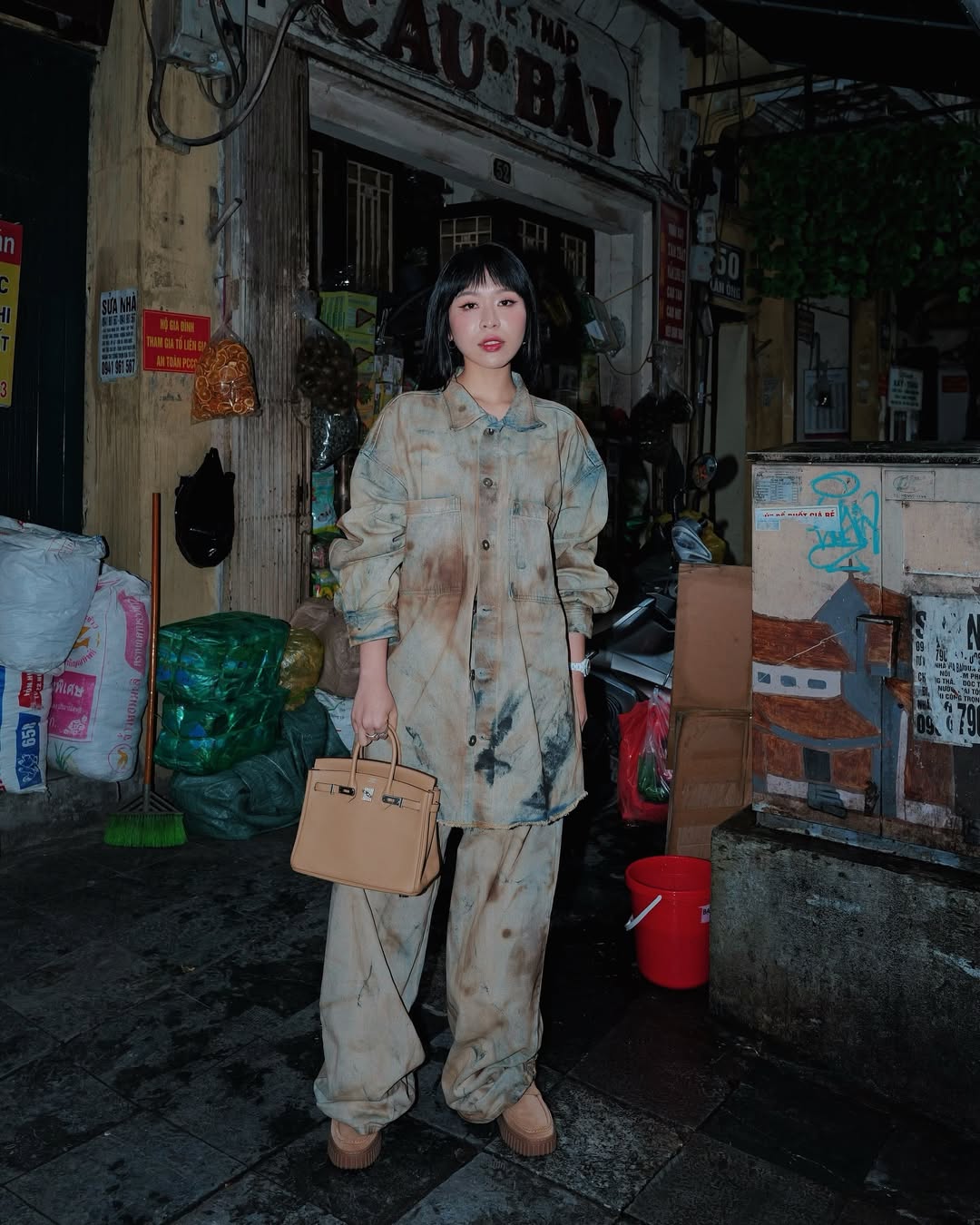 bản phối đồ quần jean washed
