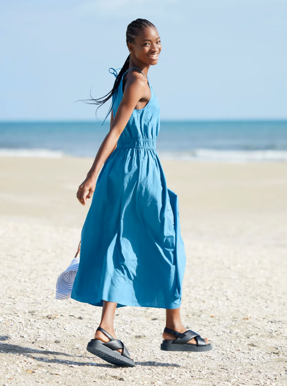 UNIQLO đầm xanh maxi