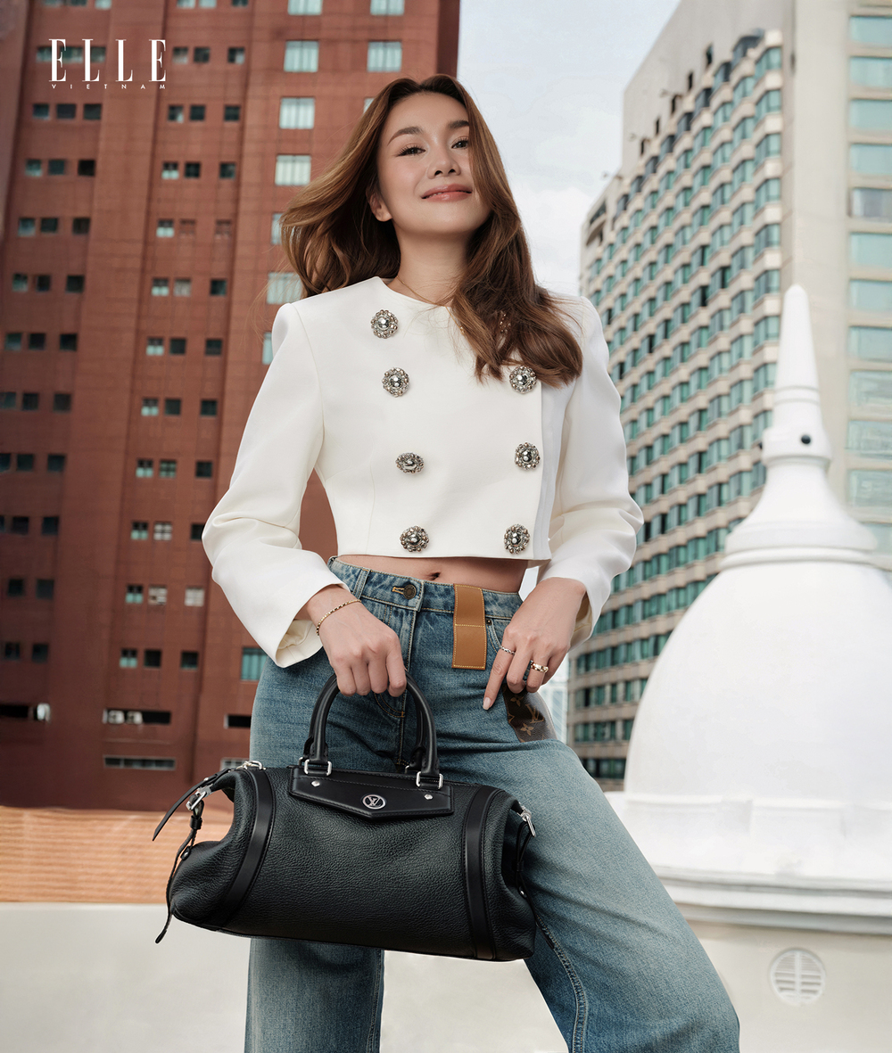 thanh hằng diện áo croptop tay dài