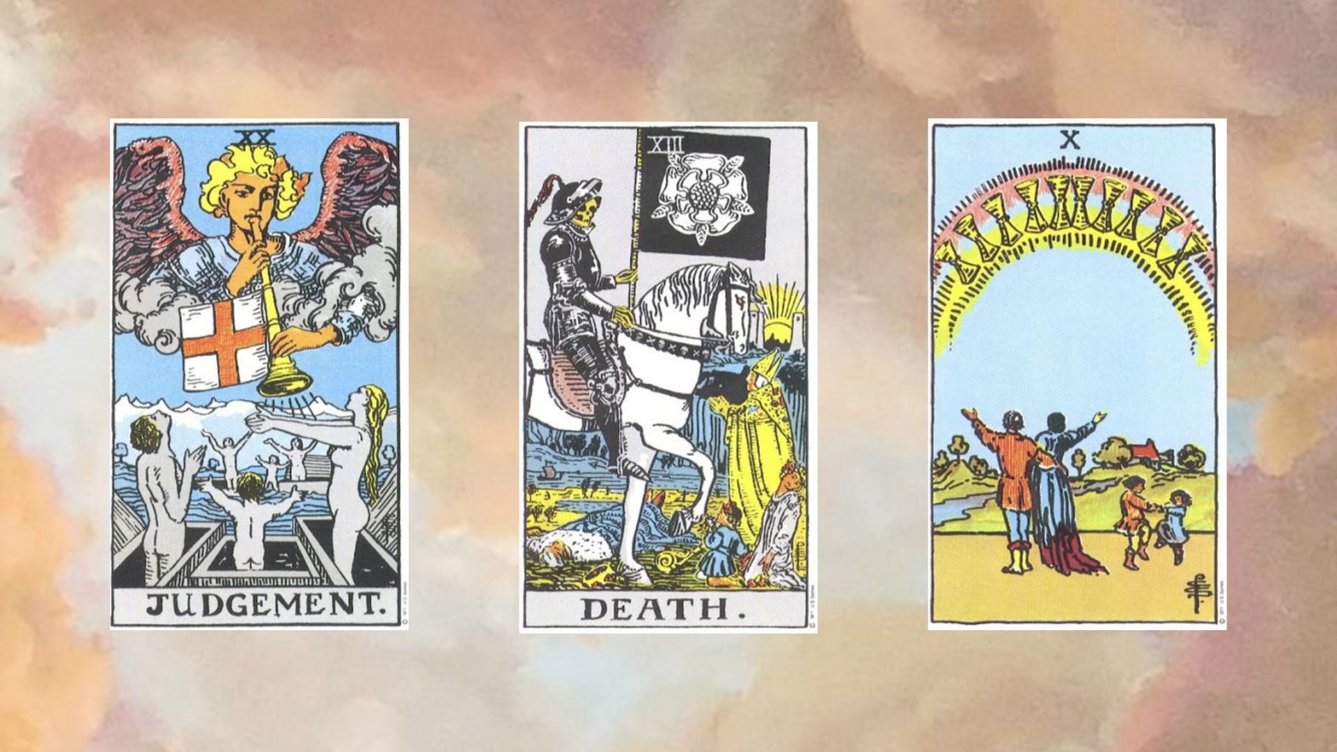 trải bài gồm The Judgement - Death - Ten of Cups