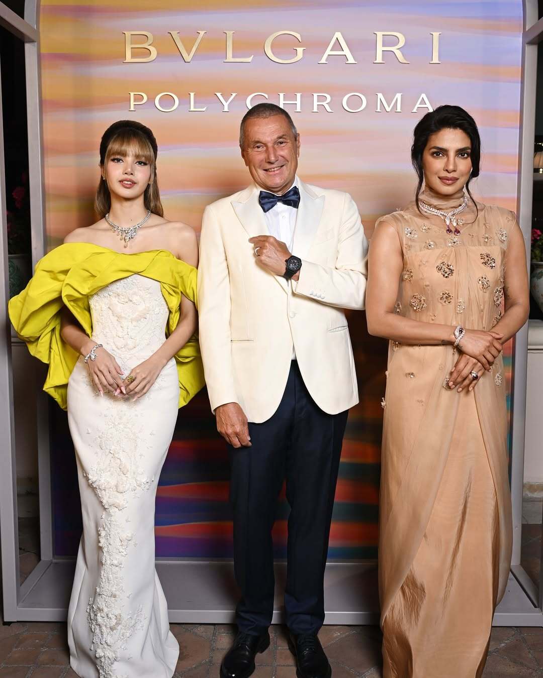 Lisa và Priyanka Chopra cạnh CEO Bvlgari Jean