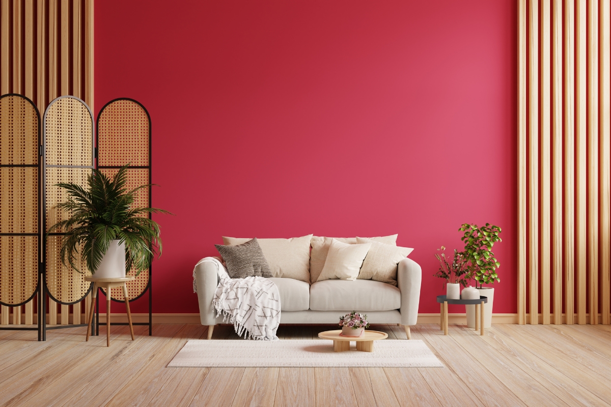 Phòng khách concept màu Magenta theo phong thủy