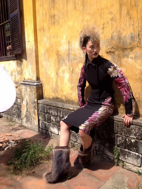 Lina trong thiết kế đặc trưng của Gucci cho mùa Đông 2013