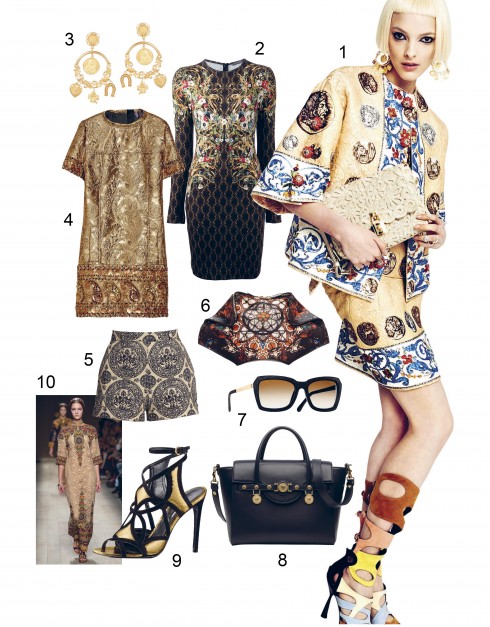 1.Trang phục, hoa tai, clutch Dolce & Gabbana, Nhẫn Masterpeace by Evgenia Linovich, Giày Pierre Hardy - 2.Đầm hoa Alexander McQueen - 3.Hoa tai Dolce & Gabbana - 4.Đầm Lanvin - 5.Quần shorts Valentino - 6.Clucht Alexander McQueen - 7.Kính mát Chanel - 8.Túi xách Versace - 9.Giày cao gót Louis Vuitton - 10.Valentino