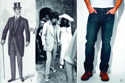 1.Kiểu quần Âu cổ điển của thập niên 20’s 2.Mick Jagger cũng góp phần lăng xê mốt quần ống thẳng 3.Jeans Levi’s trở thành một biểu tượng của thời trang nam giới toàn cầu