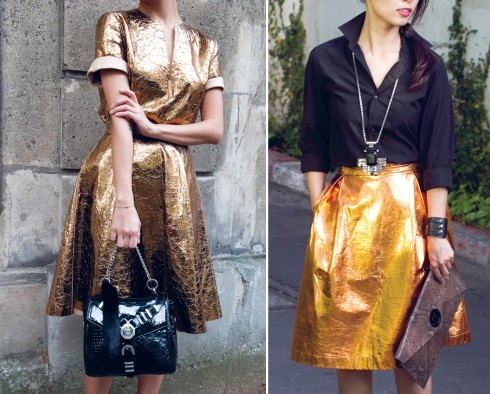 Hà Mi - Giám đốc marketing của ELLE chọn váy metallic cho công sở