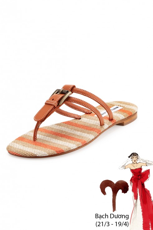 Dương Cưu (21/3 - 19/4):<br/>Công việc và tình cảm đều tiến triển tốt sẽ khiến bạn thấy phấn chấn trong suốt hai ngày đầu tuần. Nhưng từ giữa tuần, một vài trục trặc nhỏ trong mối quan hệ với đồng nghiệp hoặc cấp trên có thể sẽ khiến bạn “cụt hứng”. Ranh giới giữa kiên định và cứng đầu đôi khi rất mỏng manh, Dương Cưu sẽ sớm thấm thía điều này.
<br/> Dương Cưu thuộc nhóm Lửa, lẽ tất nhiên nên lựa đôi Sandals Manolo Blahnick màu cam xinh xắn này để đồng hành cùng bạn suốt mùa hè. Hãy nhớ các màu chói và rực rỡ sẽ mang lại may mắn cho bạn!