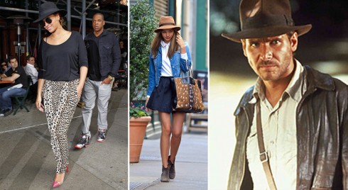 Từ trái qua: Beyoncé, Miranda Kerr, Cảnh trong phim Indiana Jones