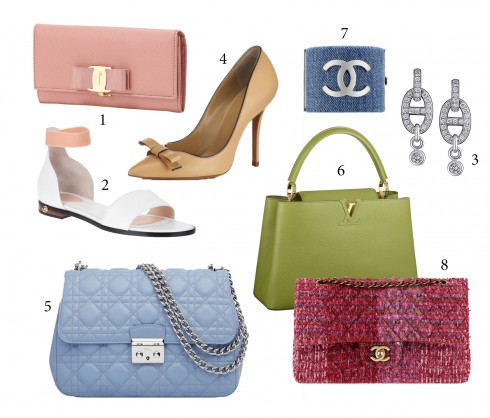 1. Salvatore Ferragamo 2. Chloé 3. Hermés 4. Bally 5. Dior 6. Louis Vuitton 7&8. Chanel