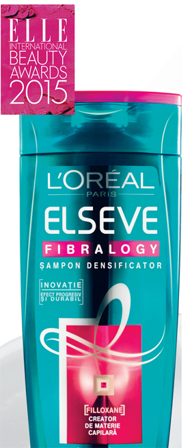 <em>Dầu gội: </em>
<br><strong>L’ORÉAL PARIS – Elseve Fibralogy </strong>
Công nghệ mới Filloxane trong dầu gội 
này giúp tóc bồng bềnh ngay từ khi vừa 
bước ra khỏi phòng tắm. Có editor đã đùa 
rằng đây chính là “áo ngực có mút độn” 
dành cho tóc.