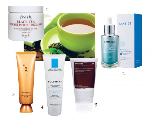 1. Mặt nạ trà đen Fresh 2. Tinh chất dưỡng sáng da Laneige 3. Mặt nạ dưỡng da ban đêm Sulwhasoo 4. Sữa rửa mặt La Roche Posay 5. Tẩy tế bào chết Korres