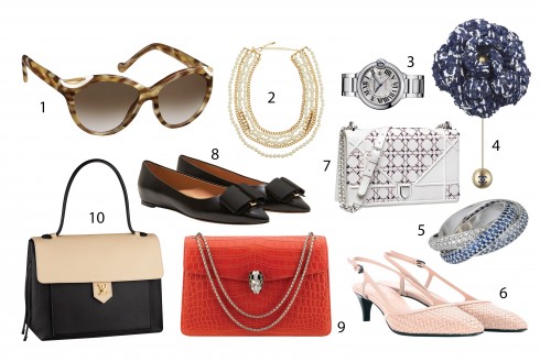 1.Charlotte Olympia 2.Kenneth Jay Lane 3.Cartier 4.Chanel 5.Cartier 6.Bottega Veneta 7.Dior 8.Salvatore Ferragamo 9.Bulgari 10.Louis Vuitton