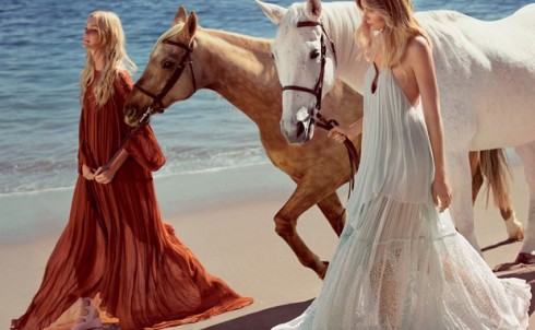 Hình ảnh quảng cáo Xuân Hè 2015 của hãng thời trang Chlóe mang phong cách thập niên 70