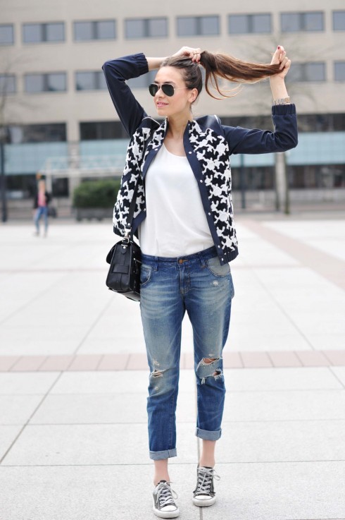 printed jackets - denim - boyfriend jeans