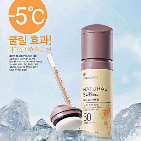 kem chong nang cua hang nao tot The Face Shop Natural Sun Eco Ice Air Puff Sun