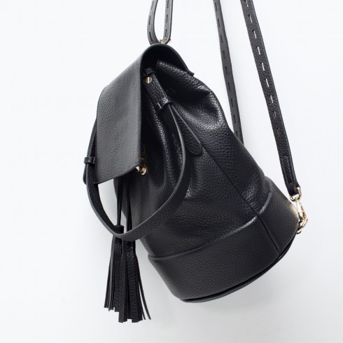 4. Leather Bucket Backpack - Zara
