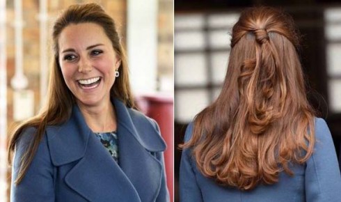 Kiểu tóc đẹp của công nương Kate Middleton - tóc cột một nửa