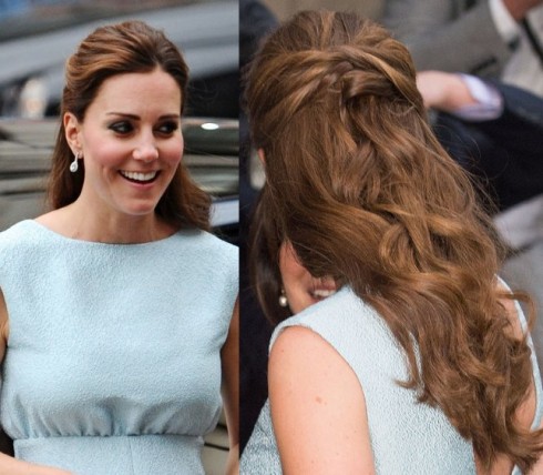 Kiểu tóc đẹp của công nương Kate Middleton - tóc cột một nửa