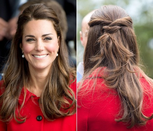 Kiểu tóc đẹp của công nương Kate Middleton - tóc cột một nửa