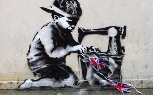 Banksy phản ảnh bóc lột sức lao động trẻ em trong kì Thế vận hội Mù Hè năm 2012