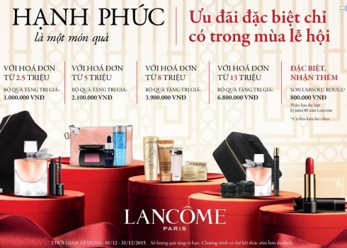 Những phần quà hấp dẫn cùng chương trình Khung giờ hạnh phúc của Lancôme