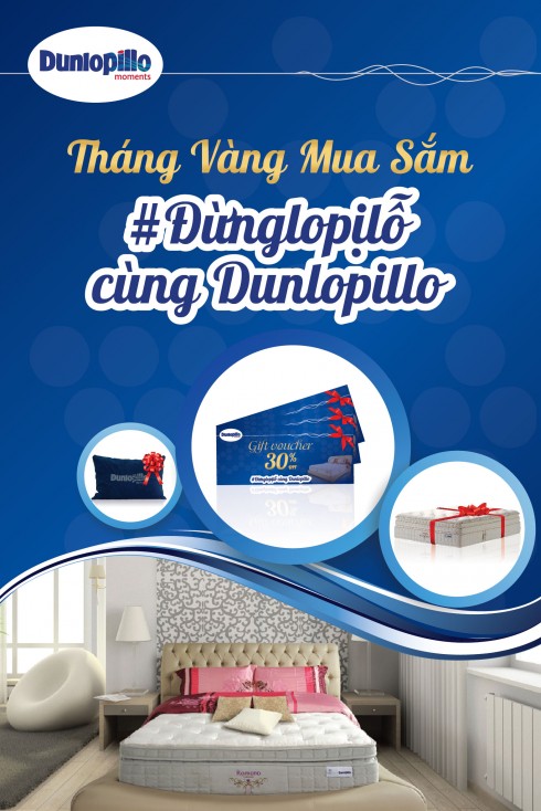 Chuong trinh khuyen mai Thang vang mua sam cung Dunlopillo