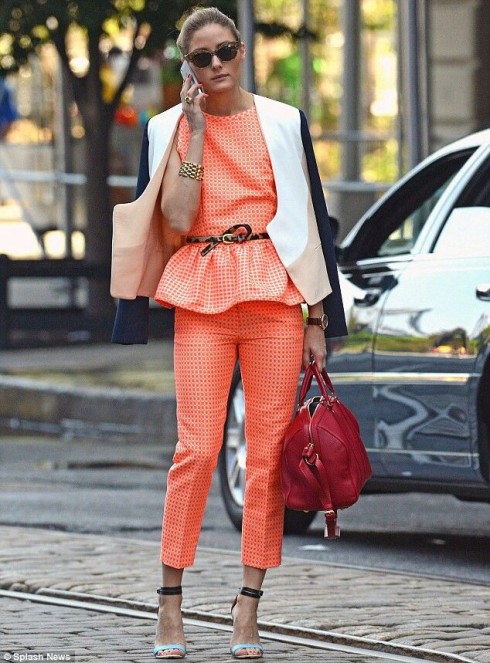 orange-microprint-peplum-top-and-slacks