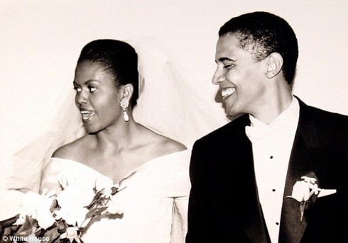 Vợ chồng tổng thống Obama trong ngày cưới