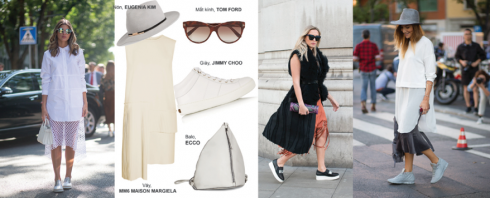 Phối sneaker với áo tua rua dáng dài