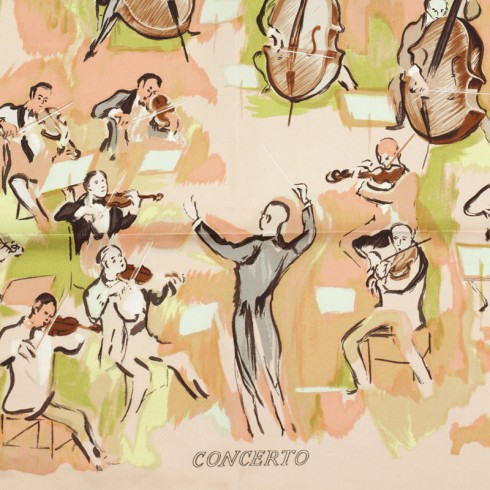 Các hoa văn tuyệt đẹp trên chiếc khăn lụa Hermes nghìn đô 1963 -  Concerto, Jean-Louis Clerc