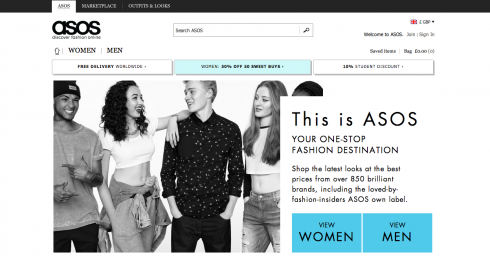 Thời trang online ASOS - webssite