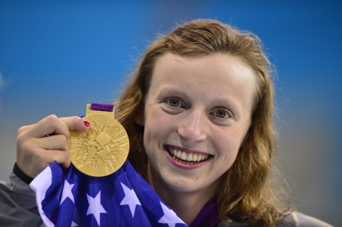 US swimmer Katie Ledecky  poses on the p