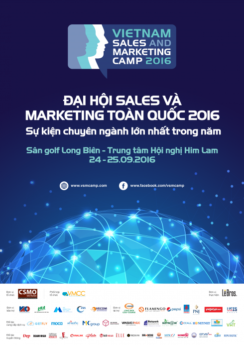 Vietnam Sales & Marketing Camp (VSMCamp 2016) là sự kiện chuyên ngành sales, marketing, quảng cáo và truyền thông lớn nhất từ trước đến nay.