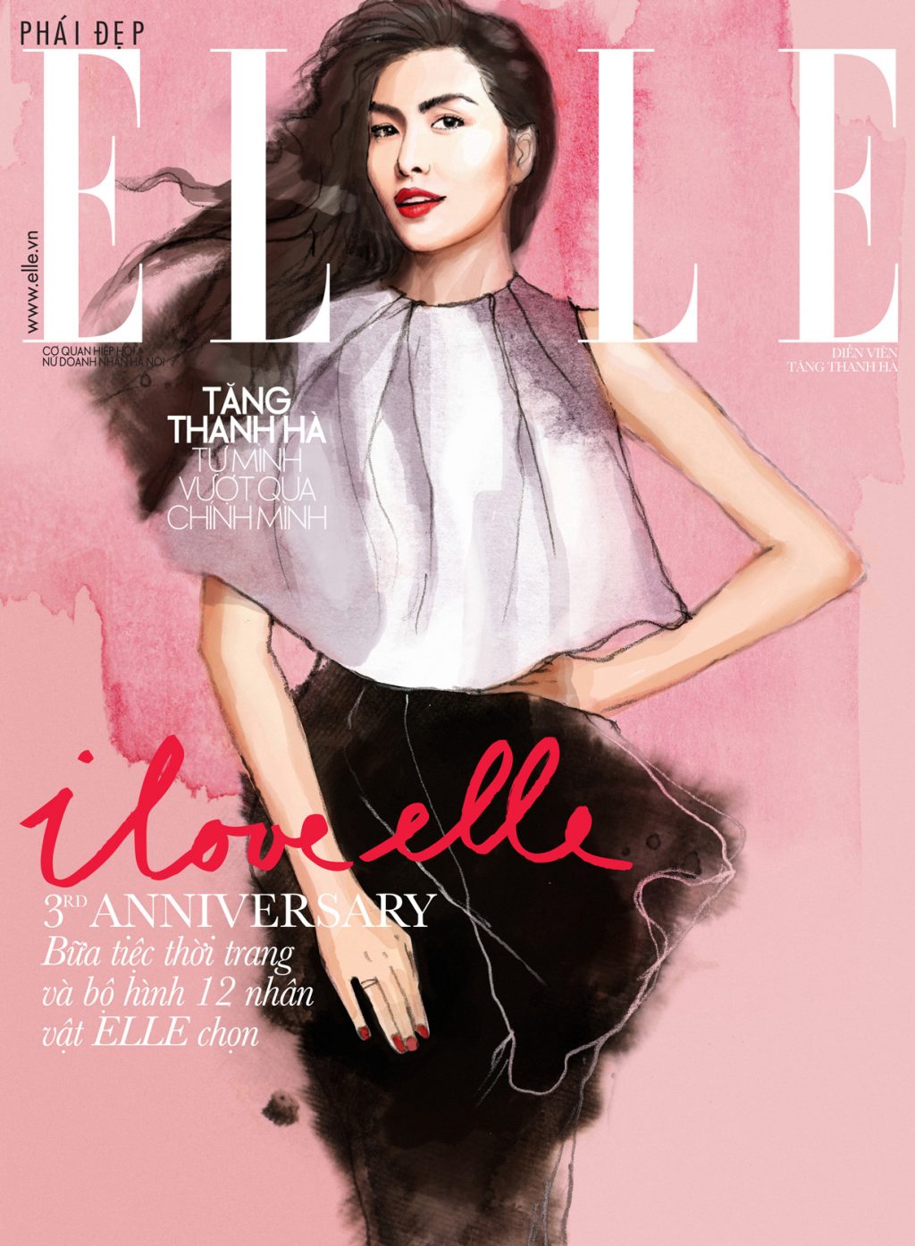 Trang bìa tạp chí mừng sinh nhật ELLE Việt Nam lần thứ 3