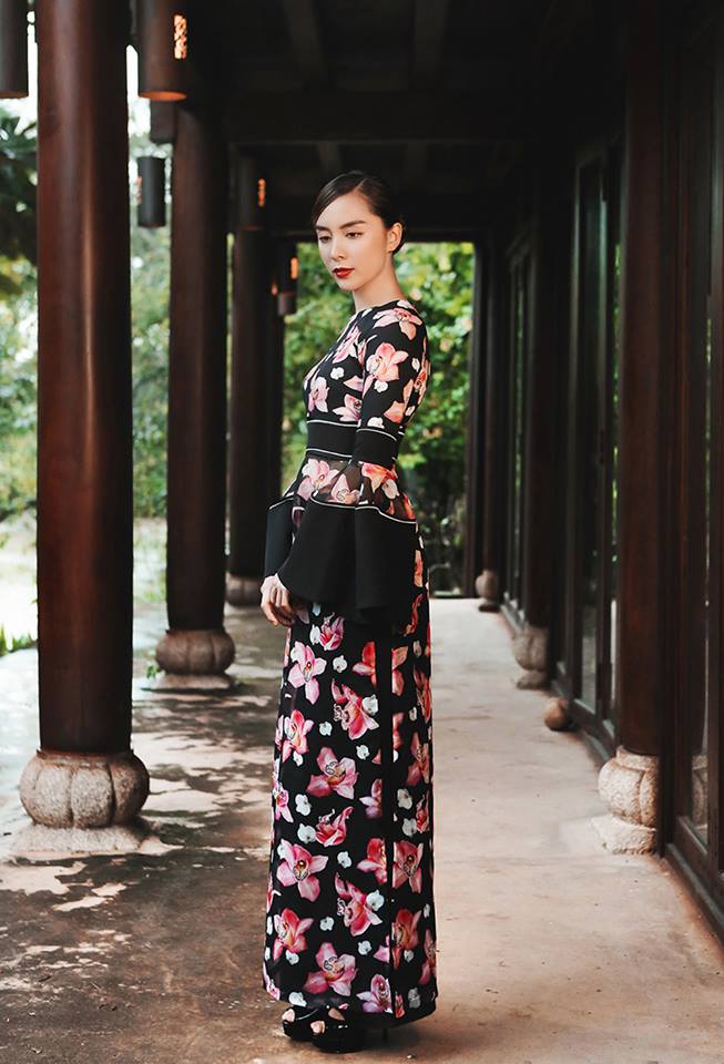 Mẫu áo dài cưới đẹp - áo dài tay lửng - elle vn