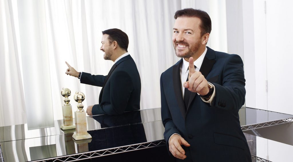 Ricky Gervais tại lễ trao giải Quả Cầu Vàng.