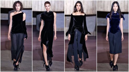 BST Thu-Đông 2017 của Roland Mouret khép lại với những thiết kế trên nền nhung xanh và đen cá tính