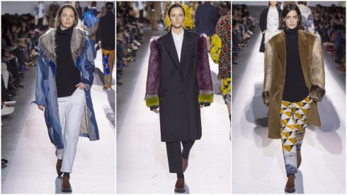 Những điểm nhấn lông ở cổ áo và cánh tay trong BST Thu-Đông của Dries Van Noten