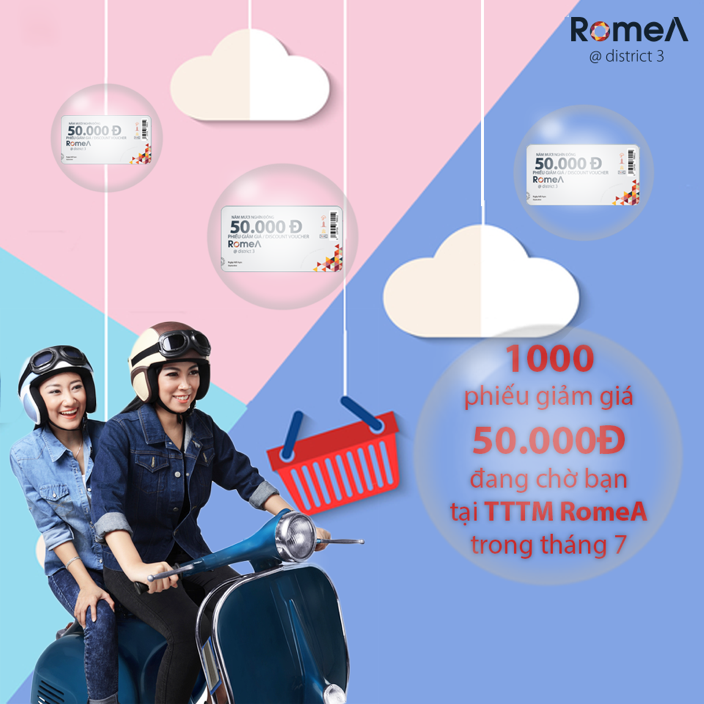 Thỏa sức mua sắm với 1,000 voucher giảm giá tại trung tâm thương mại RomeA