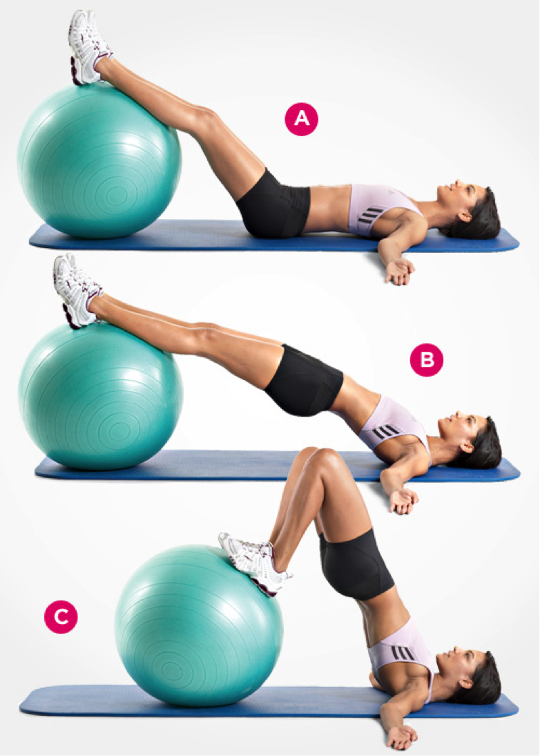 Swiss-Ball Hip Raise And Leg Curl