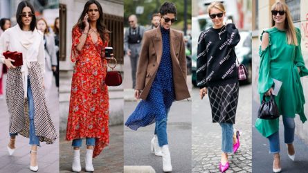 10 cách mix match cho Xuân-Hè 2018 với jeans và váy dài