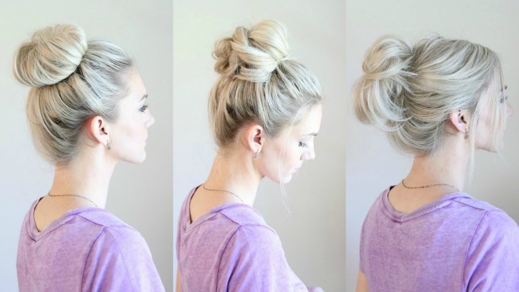 cách búi tóc messy bun 1