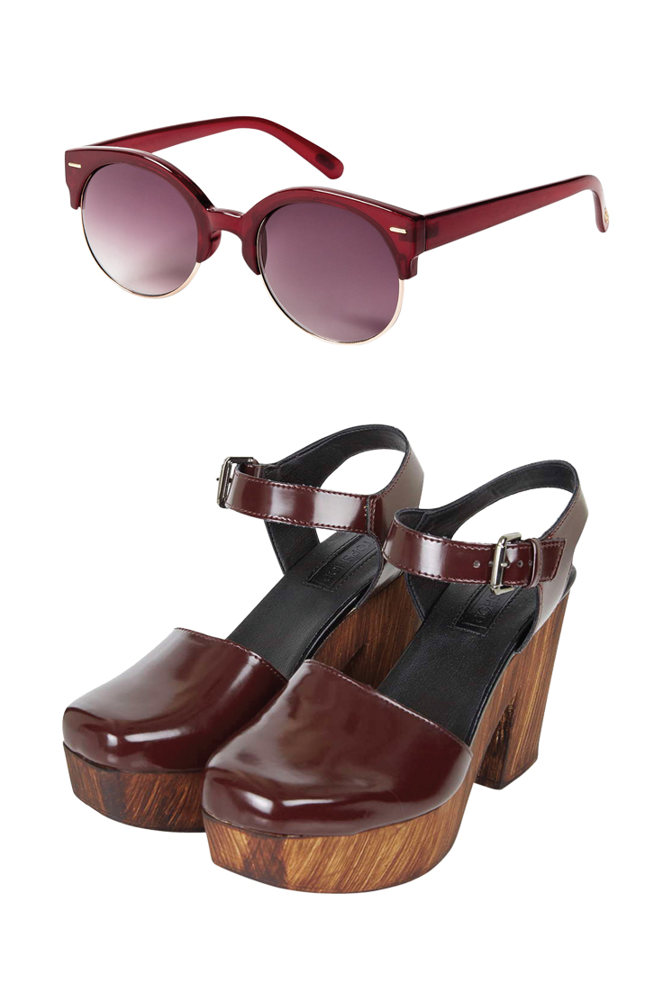 street style mau do ruou mat kinh mango giay topshop