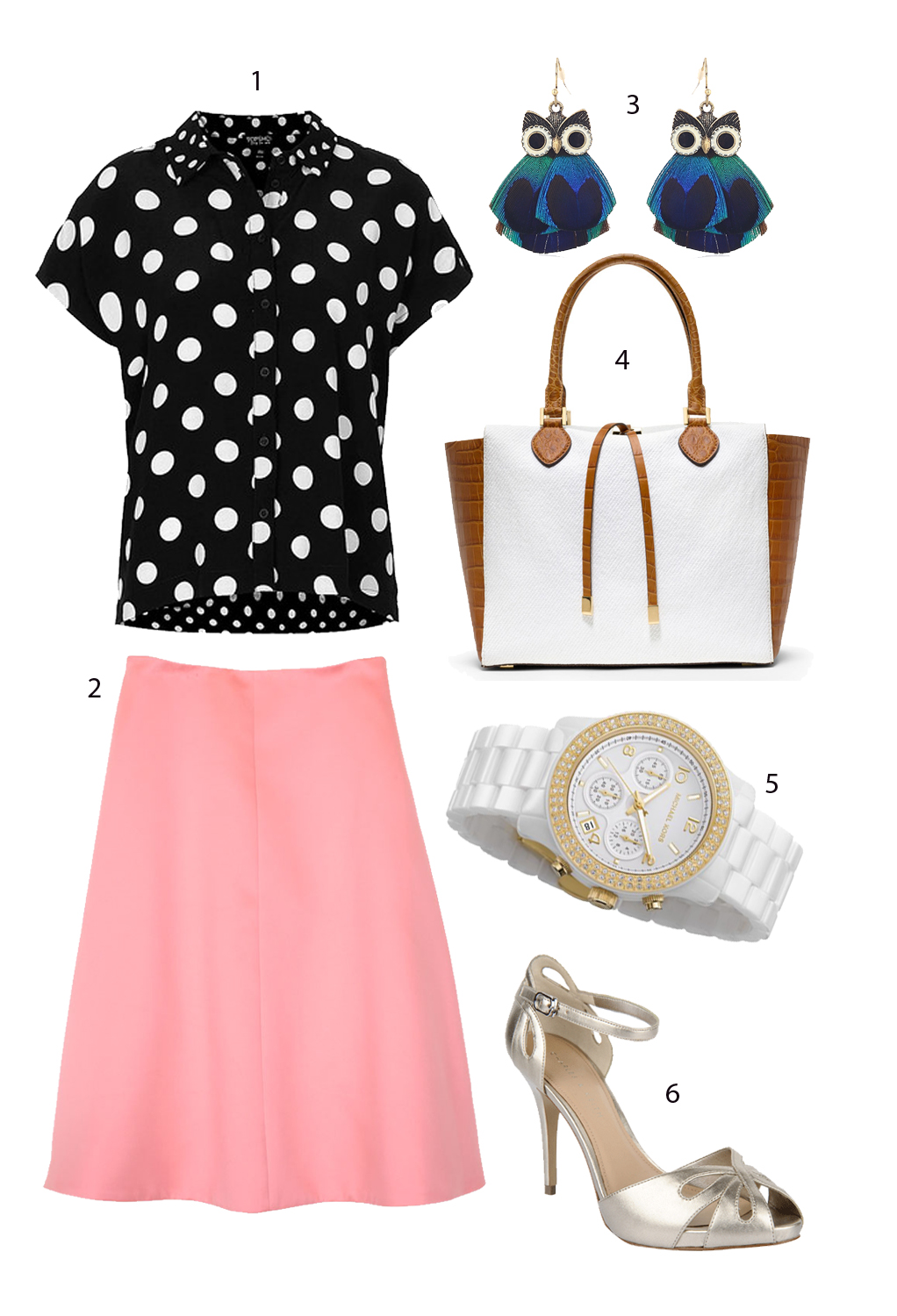 1. TOPSHOP 2. TIBI 3. ACCESSORIZE 4&5.MICHAEL KORS 6. CHARLES & KEITH