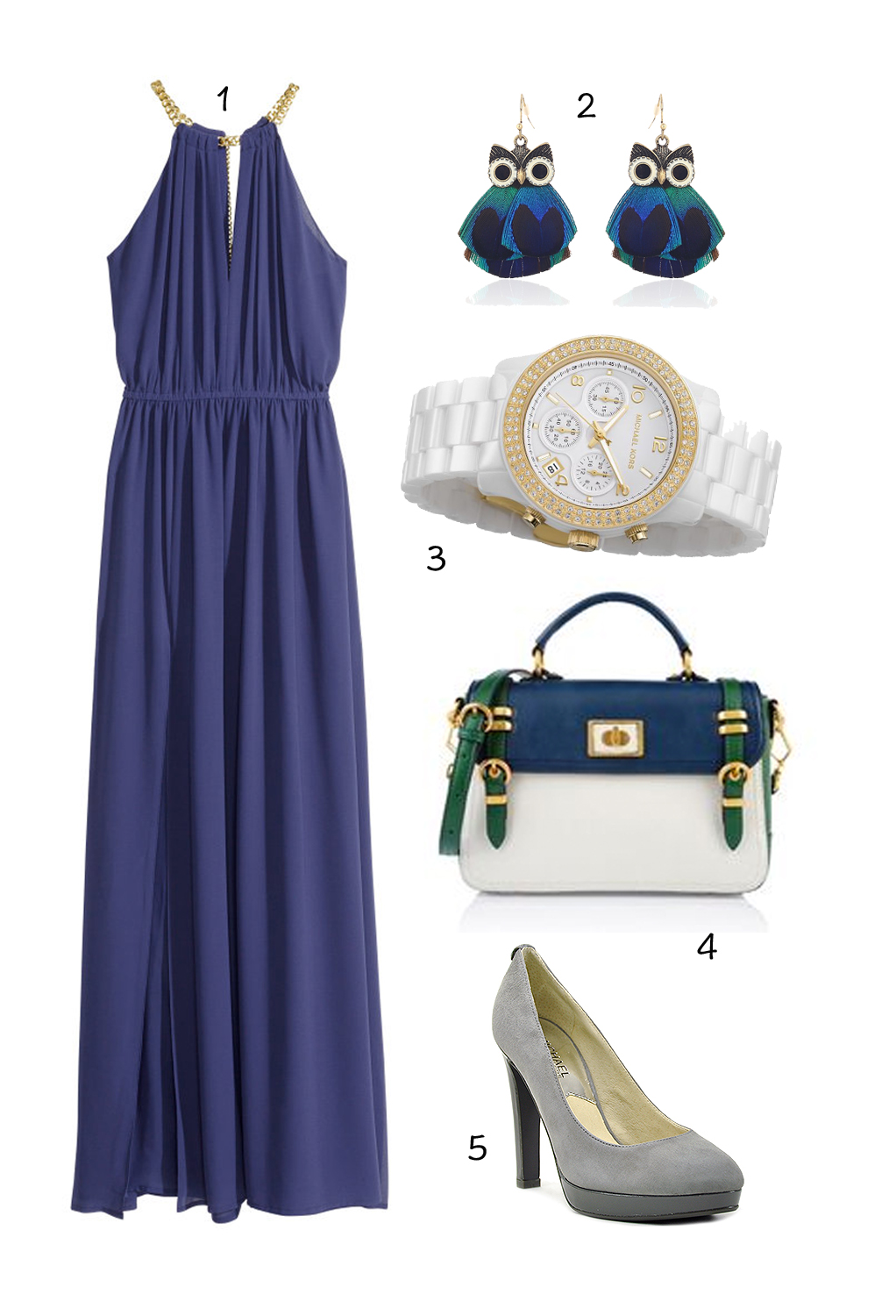1.H & M 2.ACCESSORIZE 3&5.MICHAEL KORS 4.CHARLES & KEITH