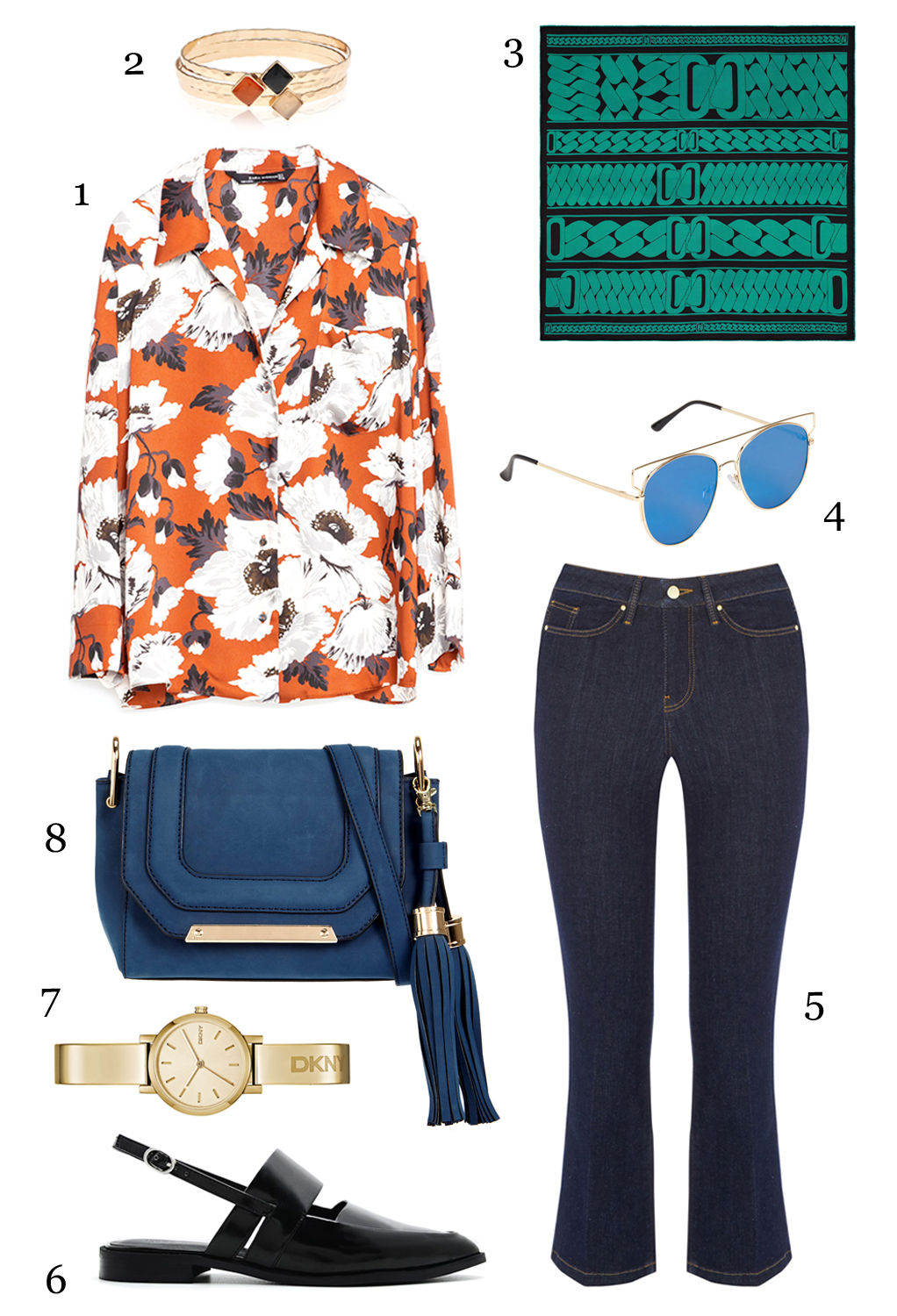 THỨ HAI: 1 áo pyjama Zara, 2 nhẫn Accessorize, 3 khăn lụa 